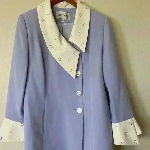 Vintage She’s Line Style 2359 New York Multicolored Blazer Jacket Size 14 Lilac - Picture 2 of 8